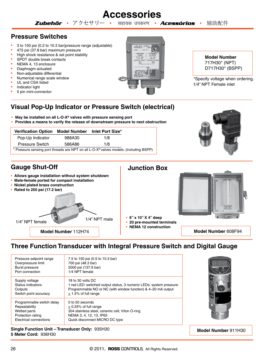 Ross Controls TRANSDUCERS User Manual | 1 page