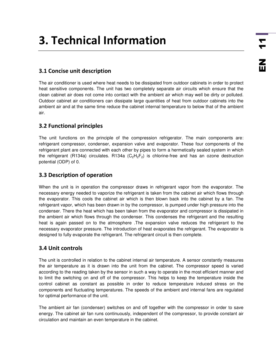 Technical information, En 1 1 | SEIFERT Variable Speed Air Conditioner KG 2025-24V User Manual | Page 11 / 24