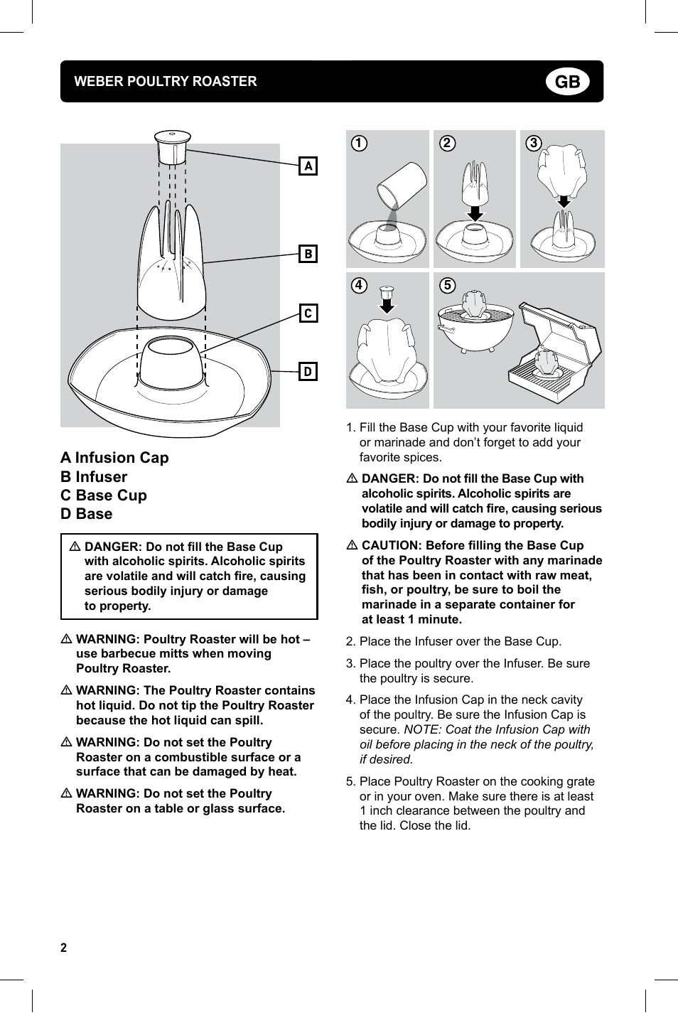 A infusion cap b infuser c base cup d base | weber Geflugelhalter Weber Style User Manual | Page 2 / 68