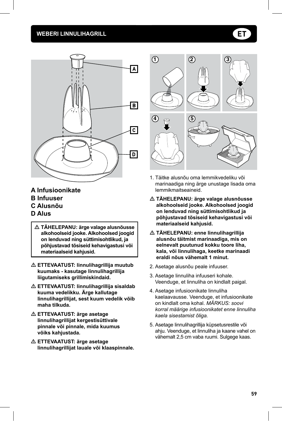 A infusioonikate b infuuser c alusnõu d alus | weber Geflugelhalter Weber Style User Manual | Page 59 / 68