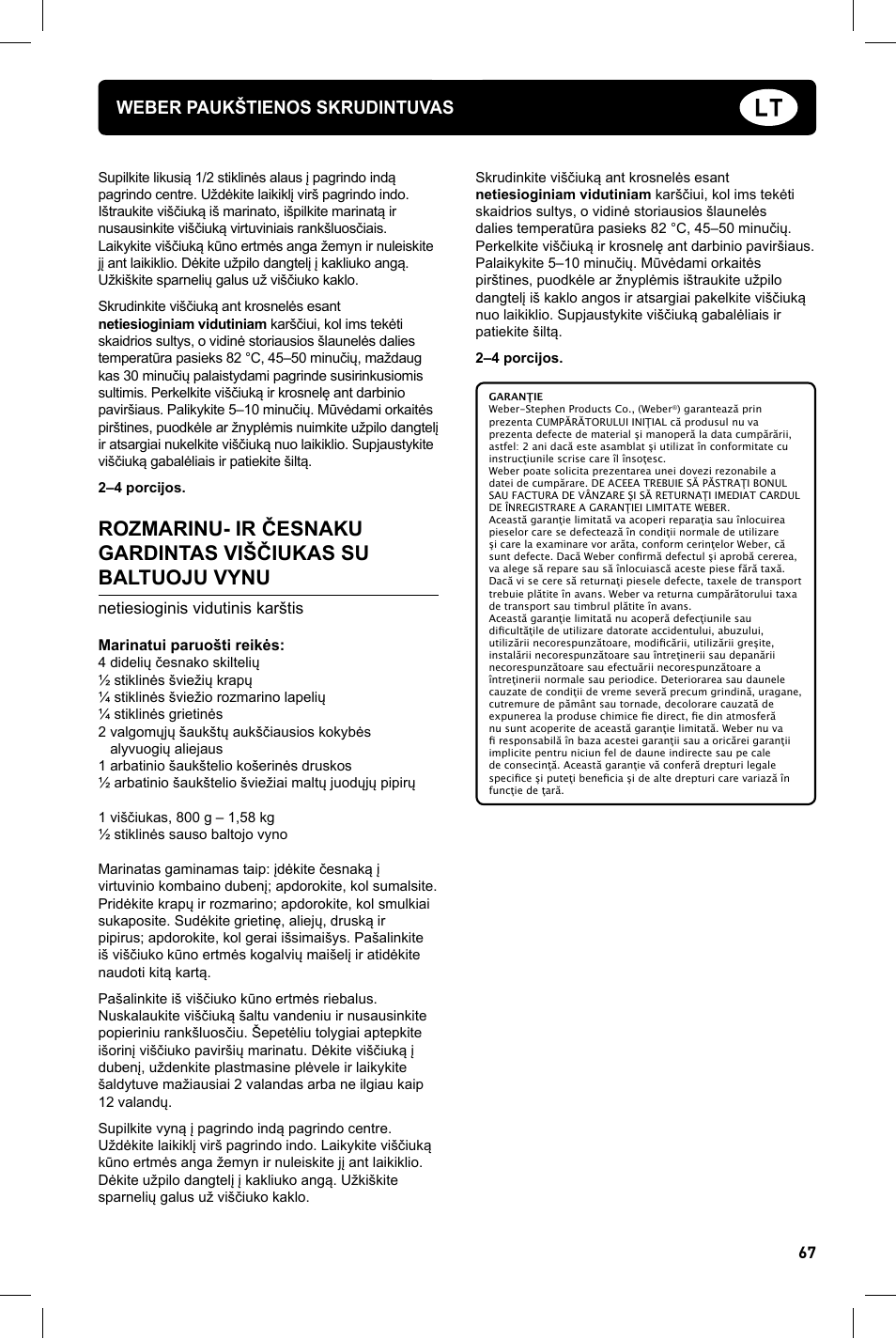 Weber paukštienos skrudintuvas, Netiesioginis vidutinis karštis | weber Geflugelhalter Weber Style User Manual | Page 67 / 68