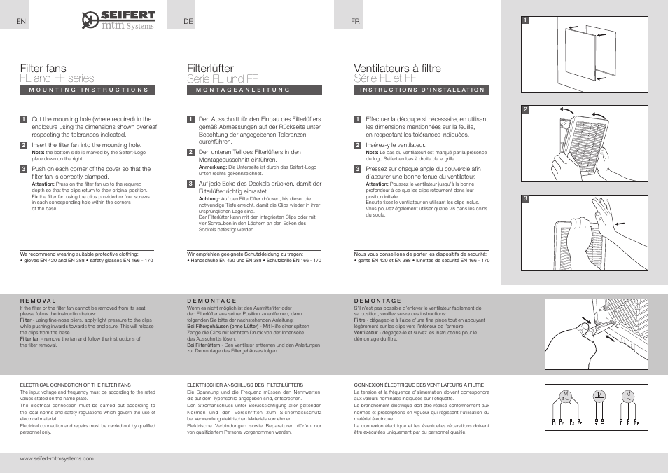 SEIFERT Filter Fan FL 4210D 24V User Manual | 2 pages