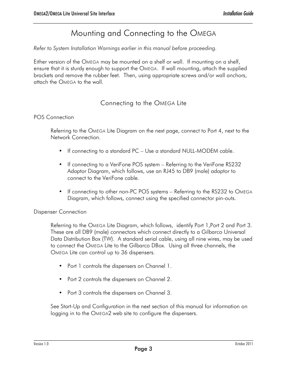 Mounting and connecting to the o, Mega, Connecting to the o | Lite | Progressive International Electronics Omega2 User Manual | Page 7 / 16