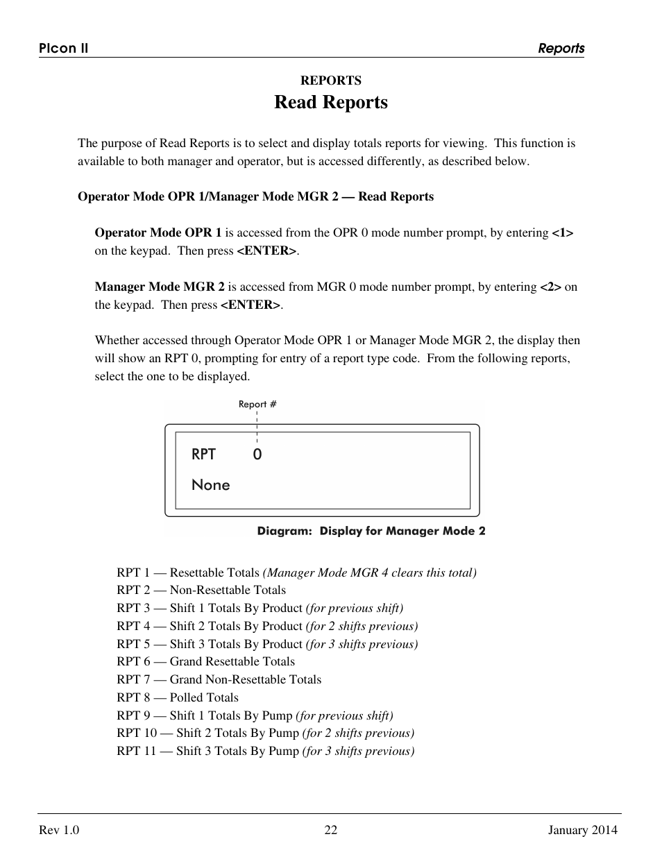 Read reports | Progressive International Electronics PIcon II Console User Manual | Page 27 / 44