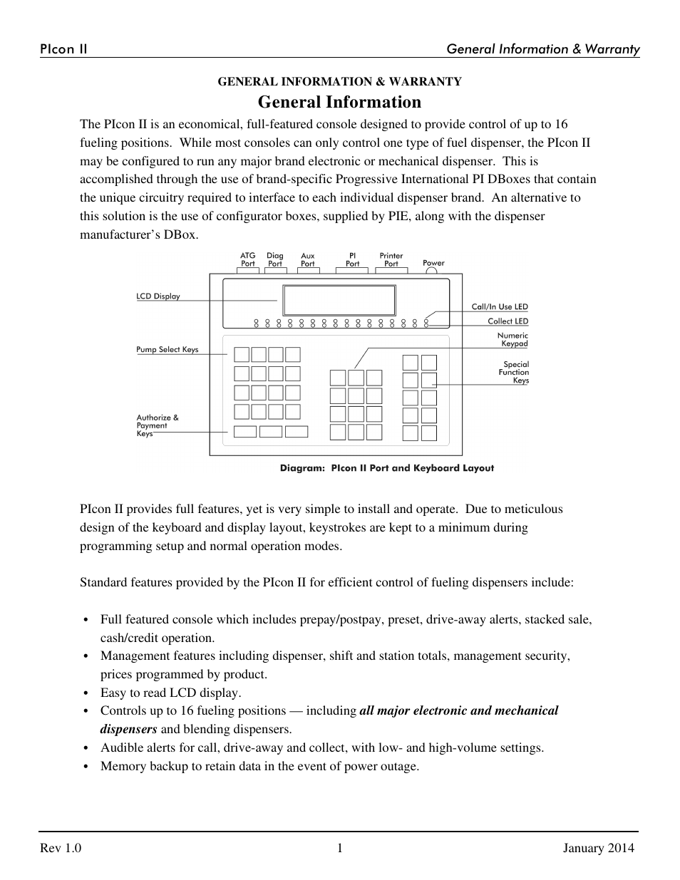 General information | Progressive International Electronics PIcon II Console User Manual | Page 6 / 44