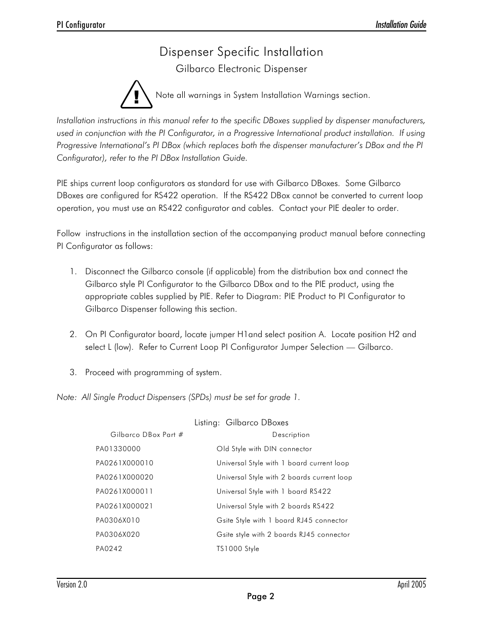 Dispenser specific installation, Gilbarco electronic dispenser | Progressive International Electronics Configurator User Manual | Page 4 / 10