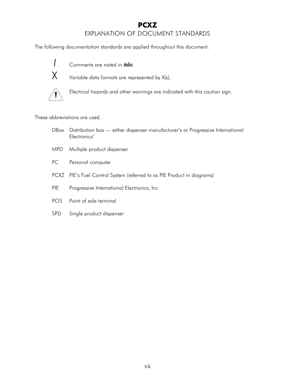 Pcxz | Progressive International Electronics PCXZ User Manual | Page 7 / 55