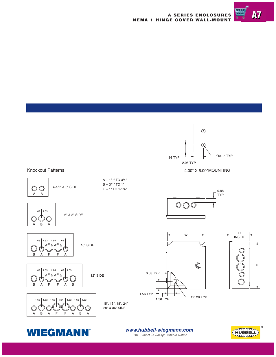 Knockout patterns | Wiegmann N1C Series User Manual | Page 7 / 14