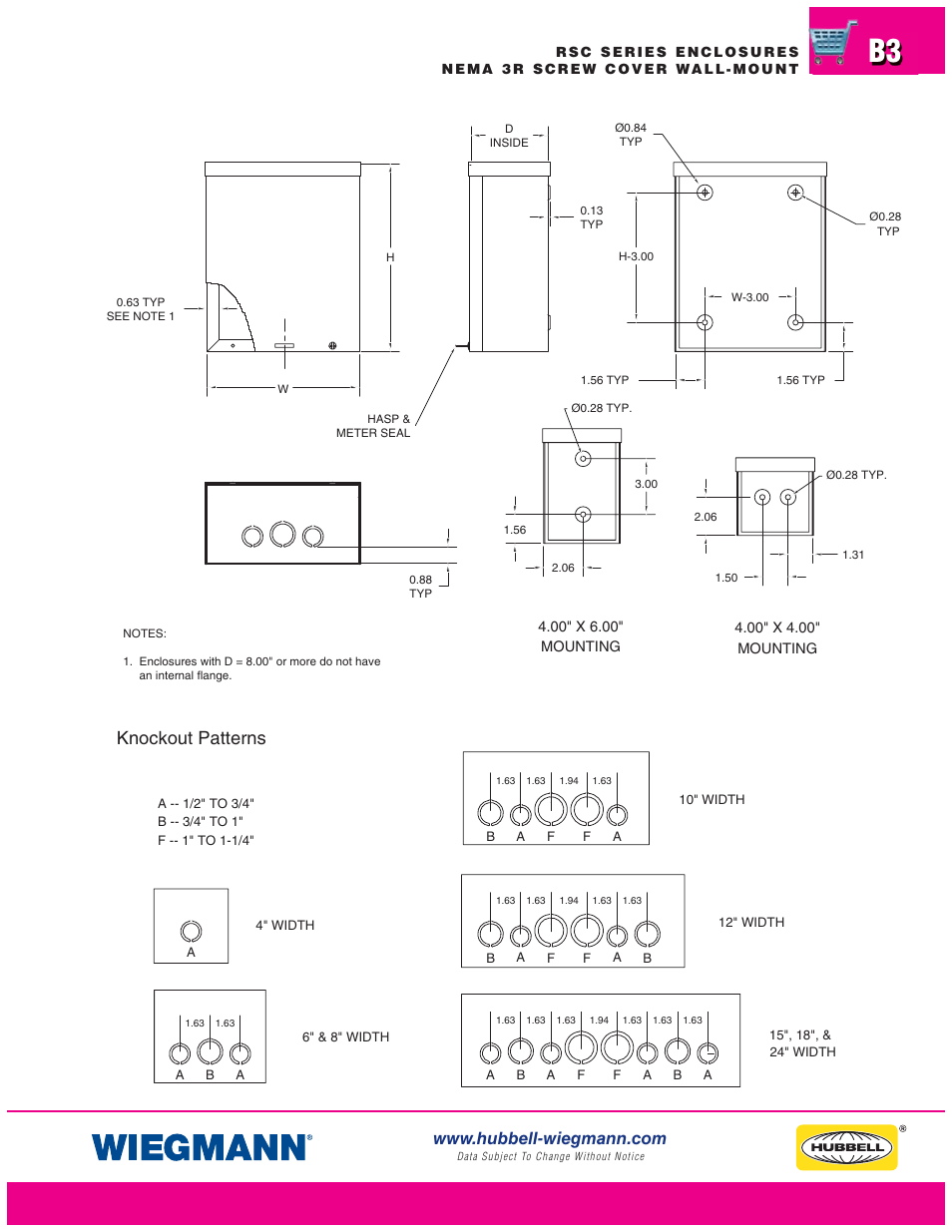 Knockout patterns | Wiegmann CT Series User Manual | Page 3 / 14