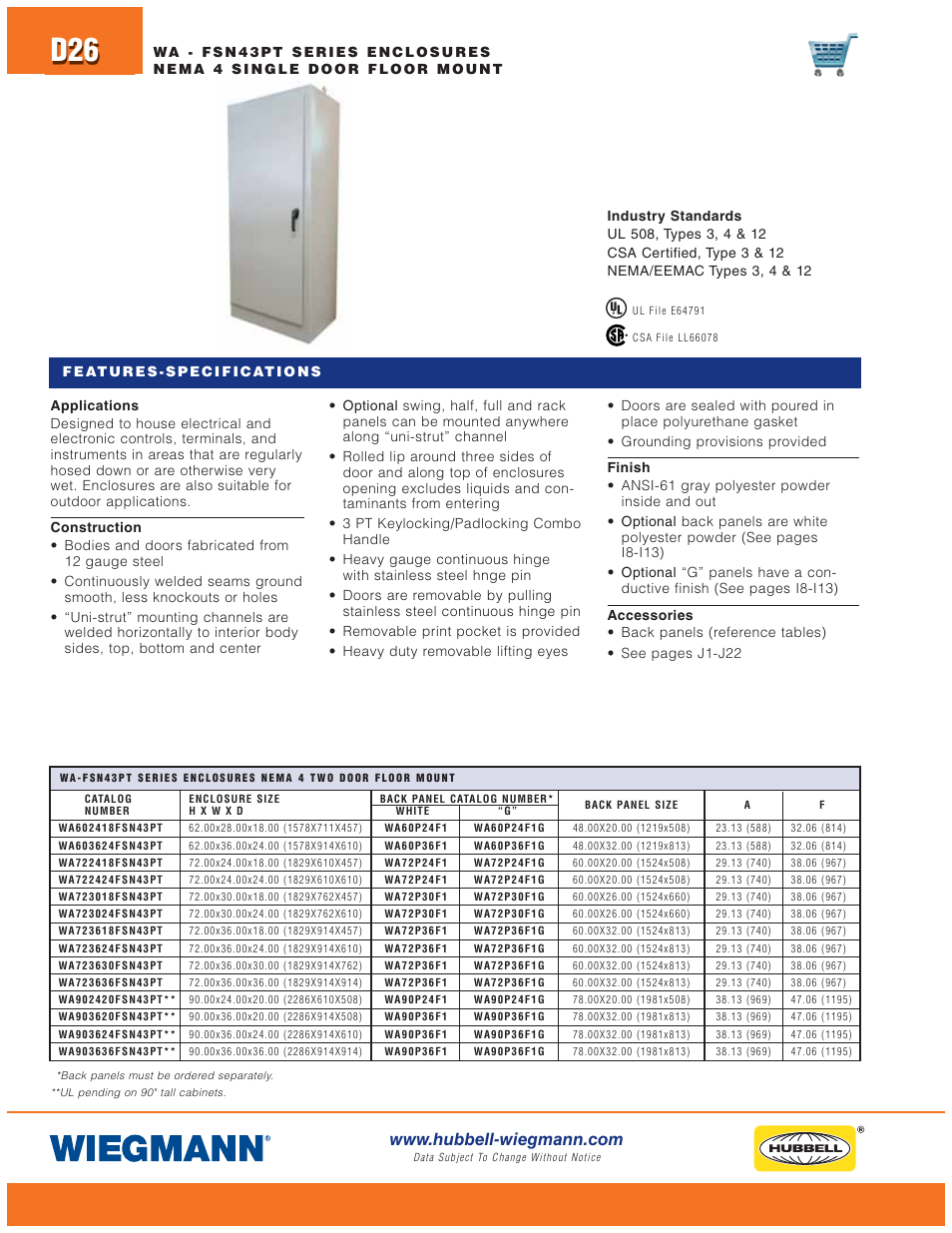 Wiegmann WA-FSN43PT Series User Manual | Page 26 / 28