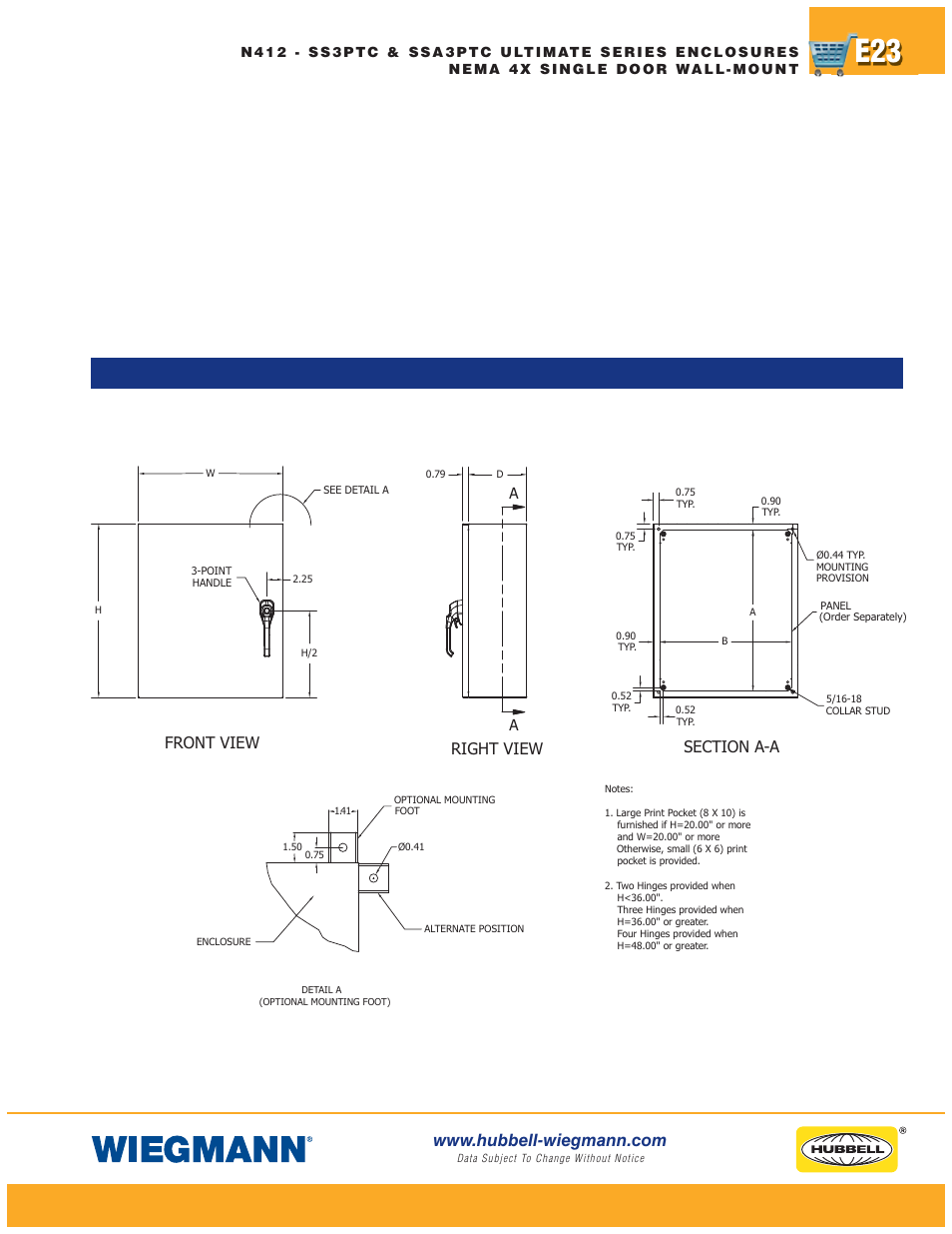 Front view right view | Wiegmann Non-Metallic Series User Manual | Page 23 / 80