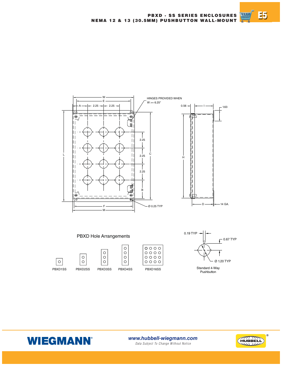 Pbxd hole arrangements | Wiegmann Non-Metallic Series User Manual | Page 5 / 80