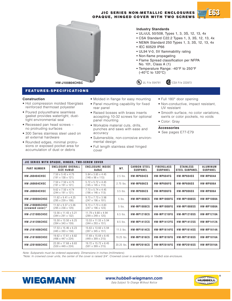 Wiegmann Non-Metallic Series User Manual | Page 63 / 80