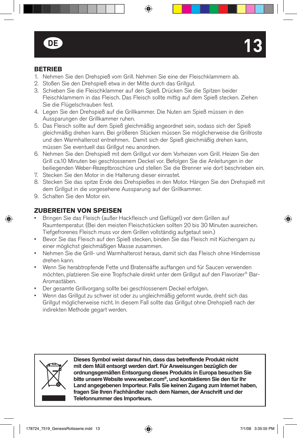 weber Drehspie? Genesis User Manual | Page 13 / 40