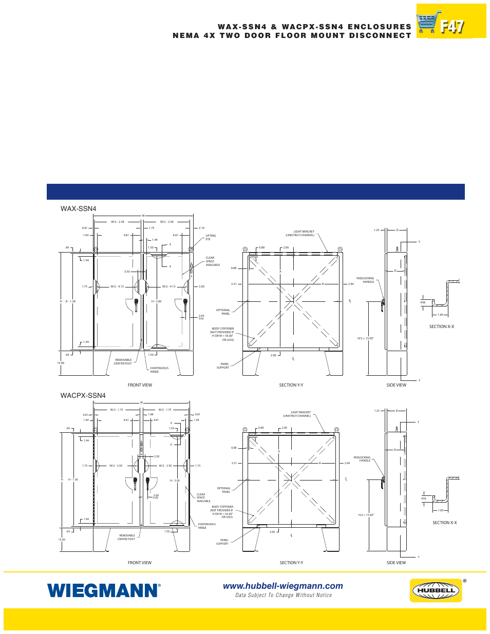 Wax-ssn4, Wacpx-ssn4, Data subject to change without notice | Wiegmann WAX-MSSN4 Series User Manual | Page 47 / 62