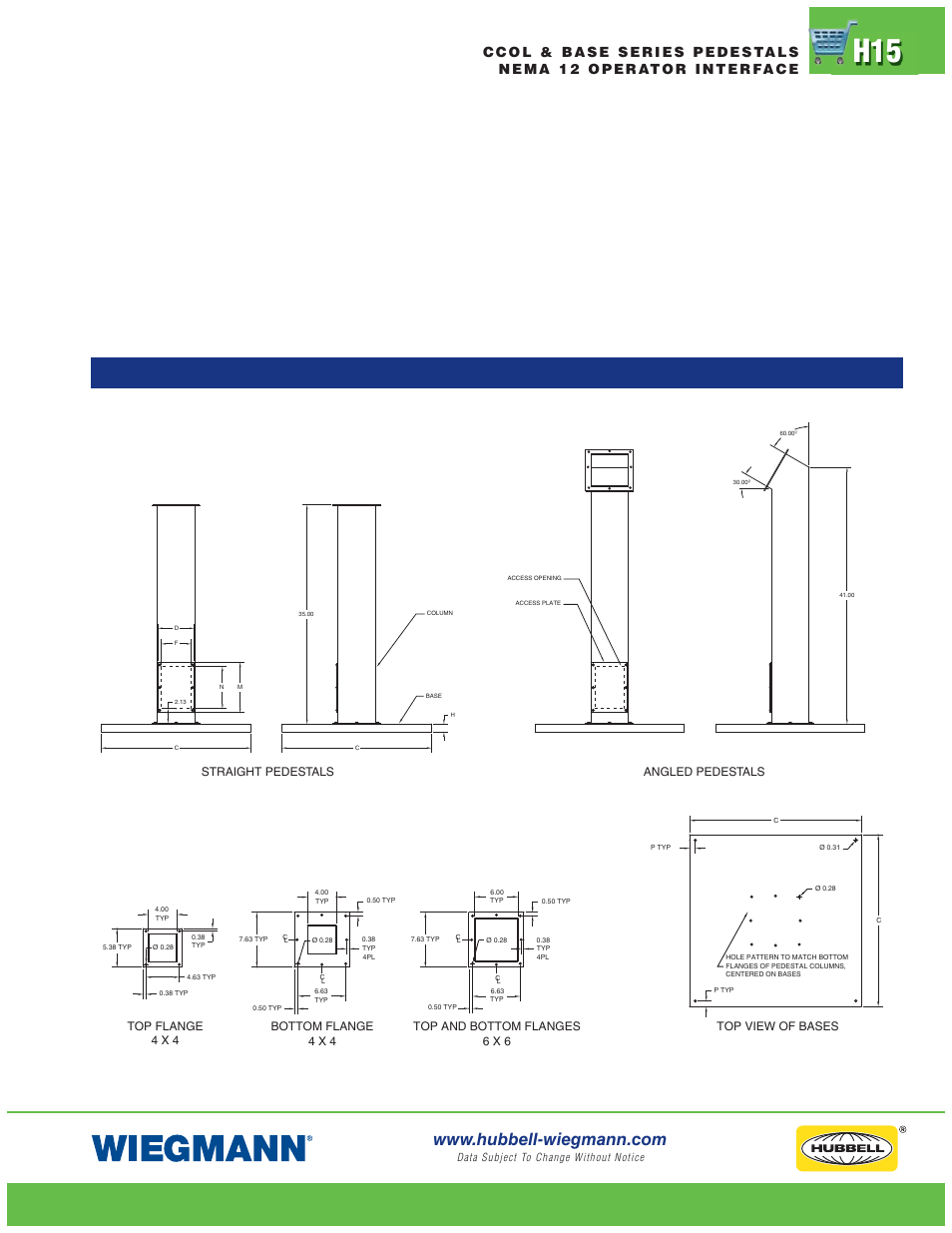 Angled pedestals straight pedestals | Wiegmann PBYX Series User Manual | Page 15 / 28
