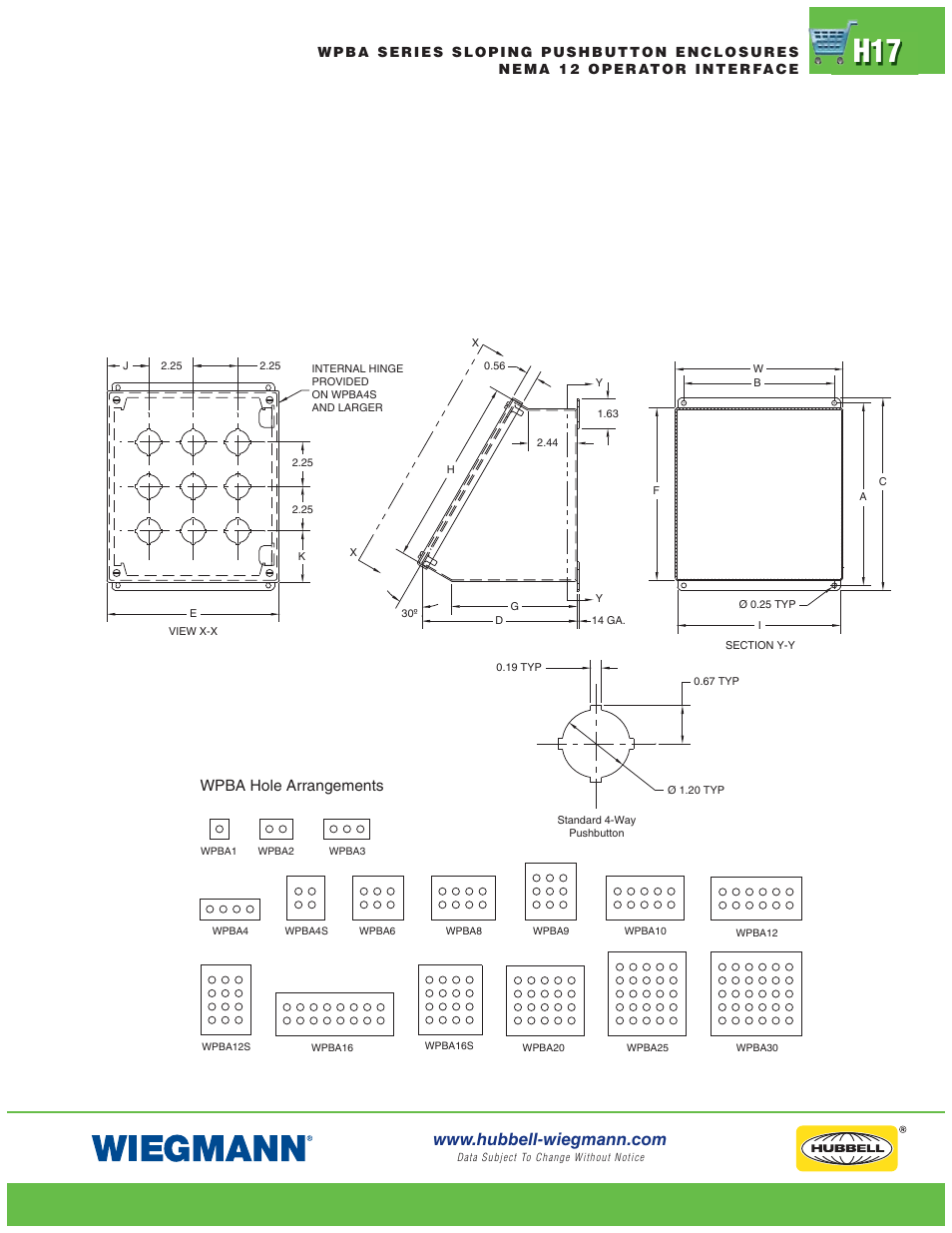 Wpba hole arrangements | Wiegmann PBYX Series User Manual | Page 17 / 28