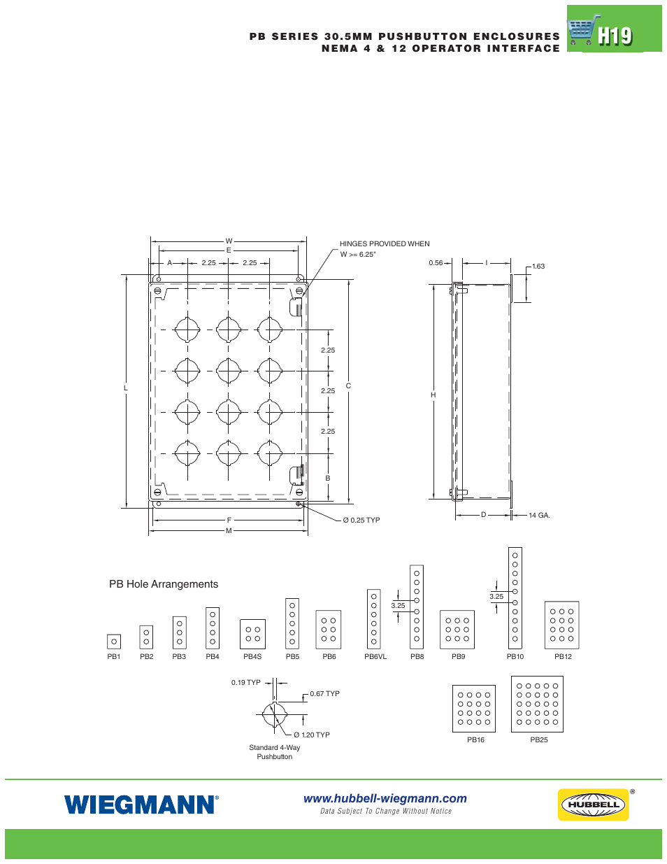 Pb hole arrangements | Wiegmann PBYX Series User Manual | Page 19 / 28