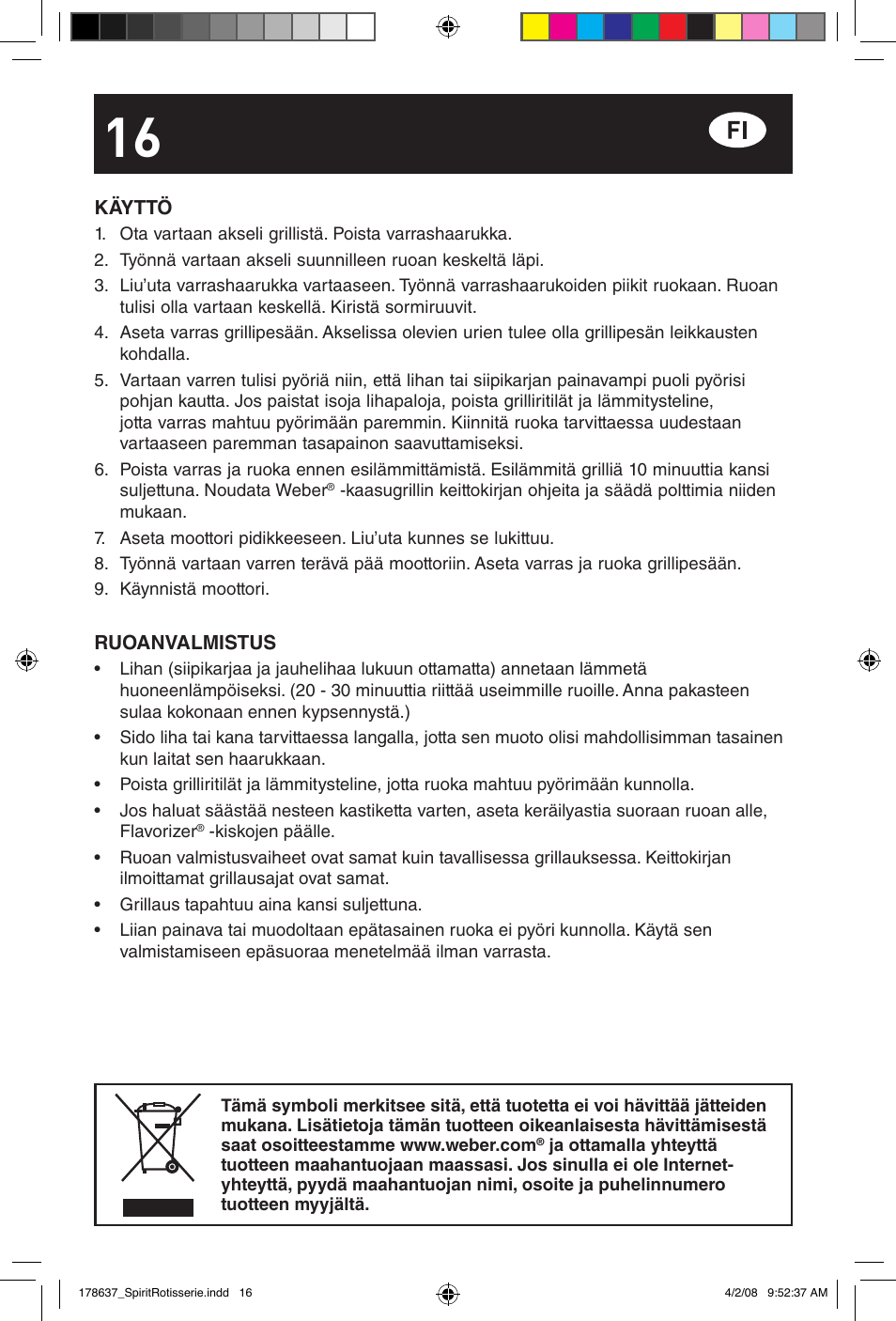 weber Drehspie? Spirit User Manual | Page 16 / 40