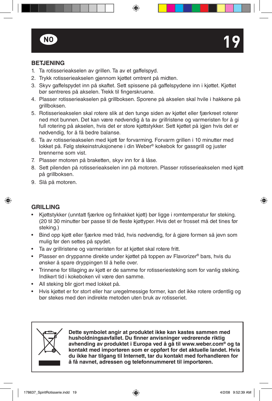 weber Drehspie? Spirit User Manual | Page 19 / 40