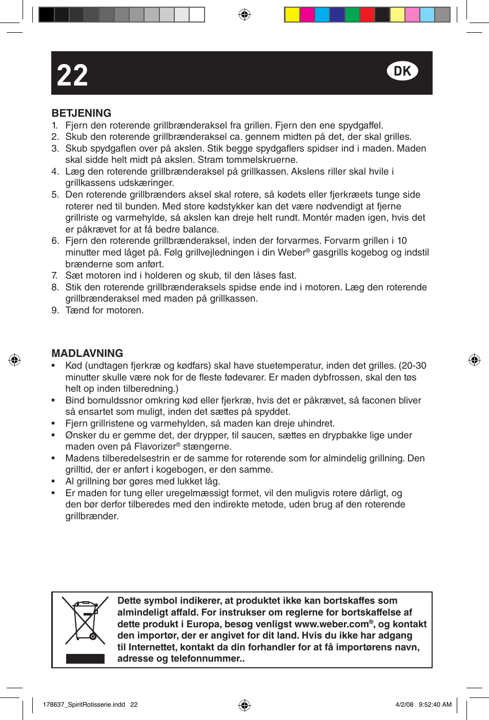 weber Drehspie? Spirit User Manual | Page 22 / 40