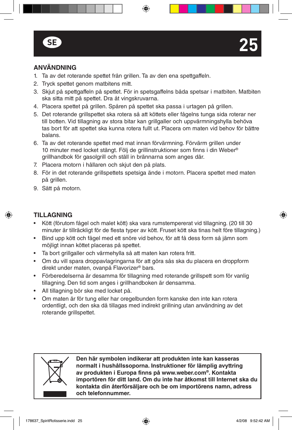 weber Drehspie? Spirit User Manual | Page 25 / 40