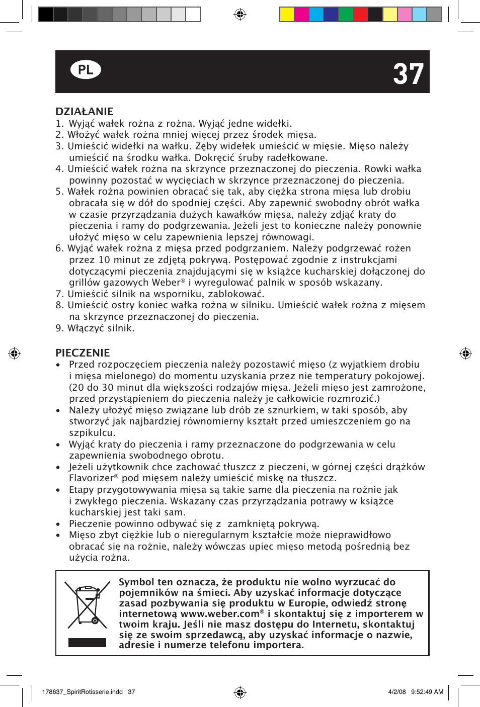 weber Drehspie? Spirit User Manual | Page 37 / 40