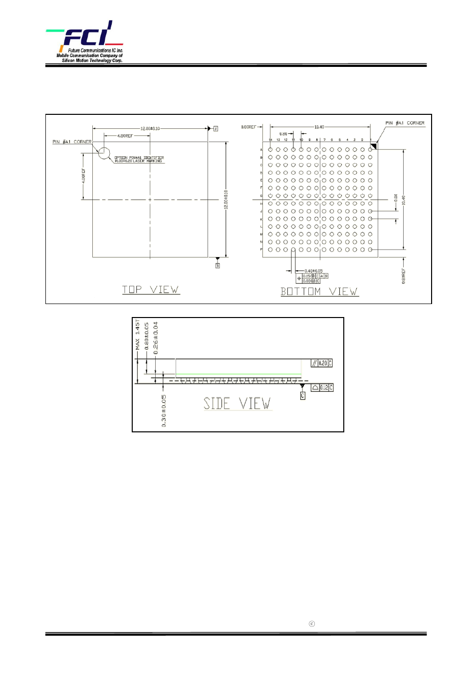 Package outline, Fc3860a | Silicon Motion FC3860 User Manual | Page 7 / 7
