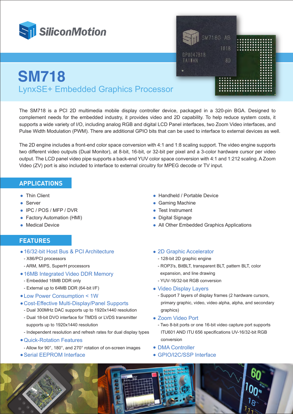 Silicon Motion SM718 User Manual | 2 pages