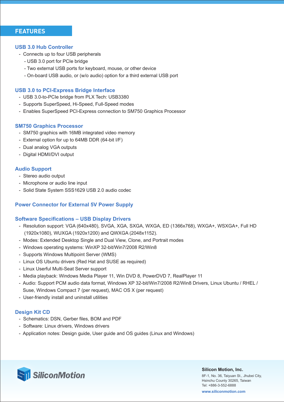 Features | Silicon Motion LynxUSB Plus User Manual | Page 2 / 2