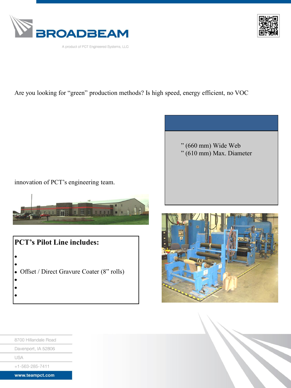 PCT Engineered Electron Beam Pilot Line User Manual | 1 page