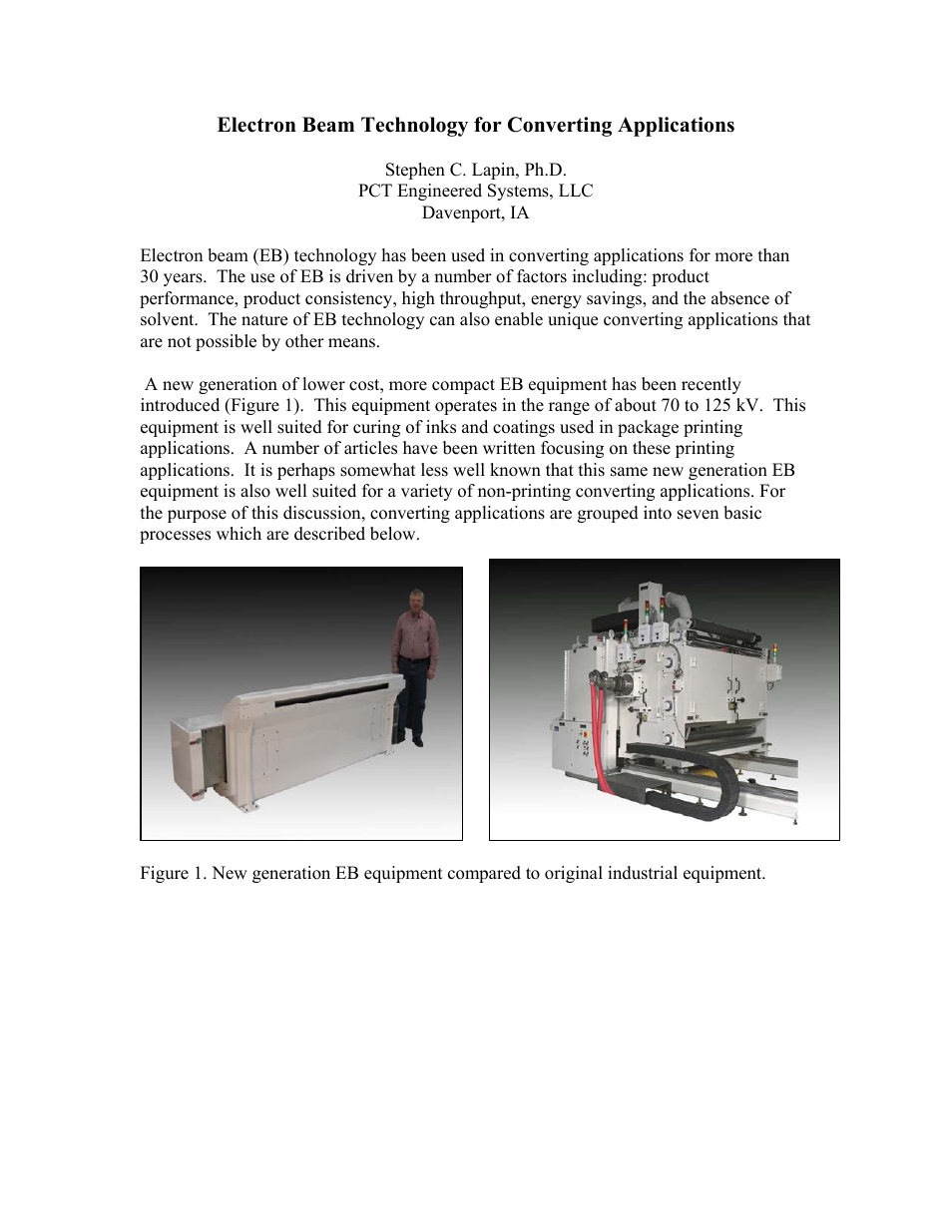 PCT Engineered Electron Beam Technology for Converting Applications User Manual | 8 pages