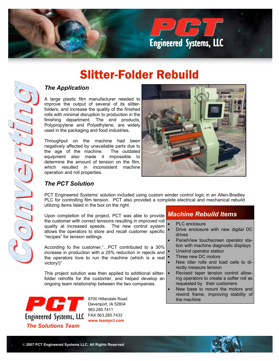 PCT Engineered Slitter-Folder Rebuild User Manual | 1 page