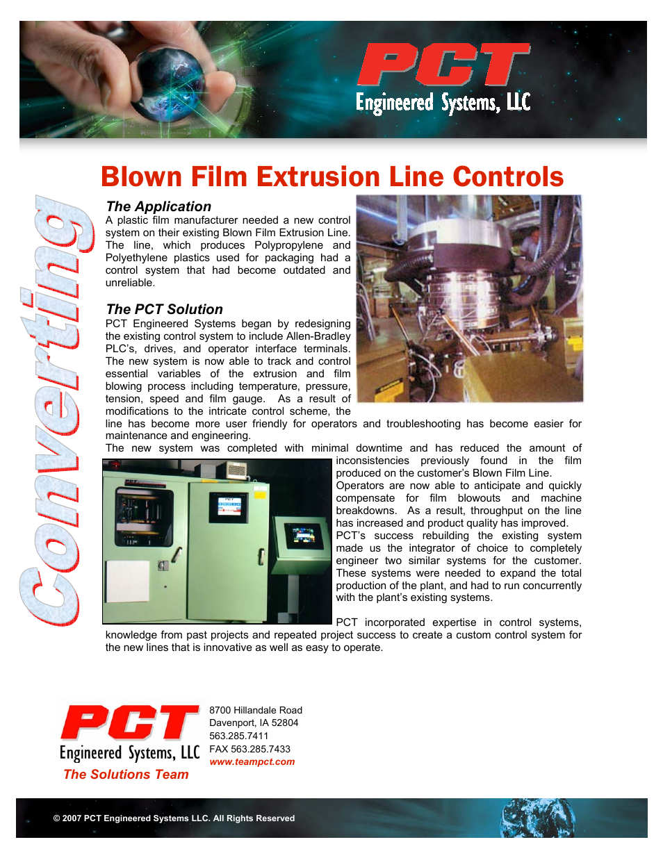 PCT Engineered Blown Film Extrusion Line Controls User Manual | 1 page