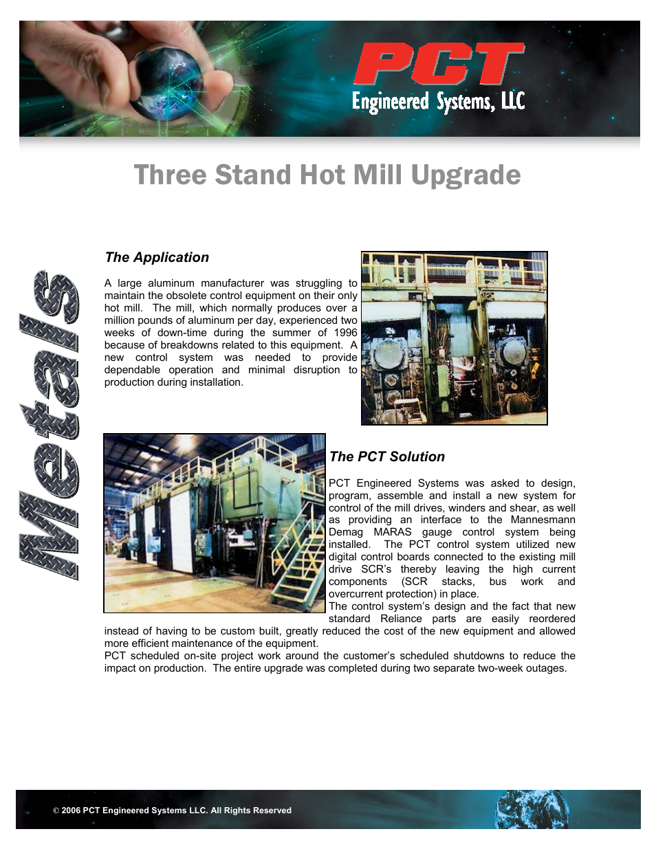 PCT Engineered Three Stand Hot Mill Upgrade User Manual | 2 pages