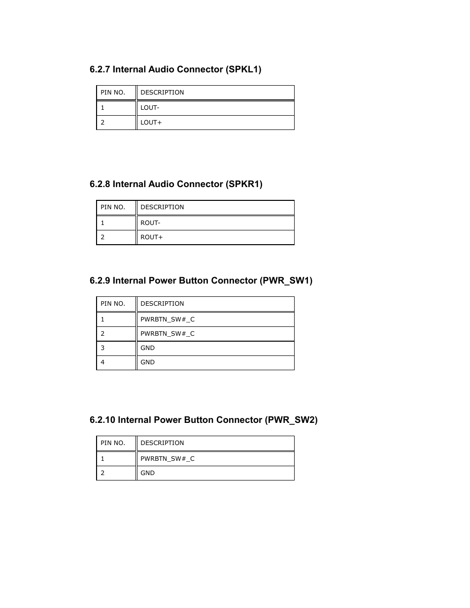 7 internal audio connector (spkl1), 8 internal audio connector (spkr1), 9 internal power button connector (pwr_sw1) | 10 internal power button connector (pwr_sw2) | Maple Systems PC419C User Manual | Page 114 / 133