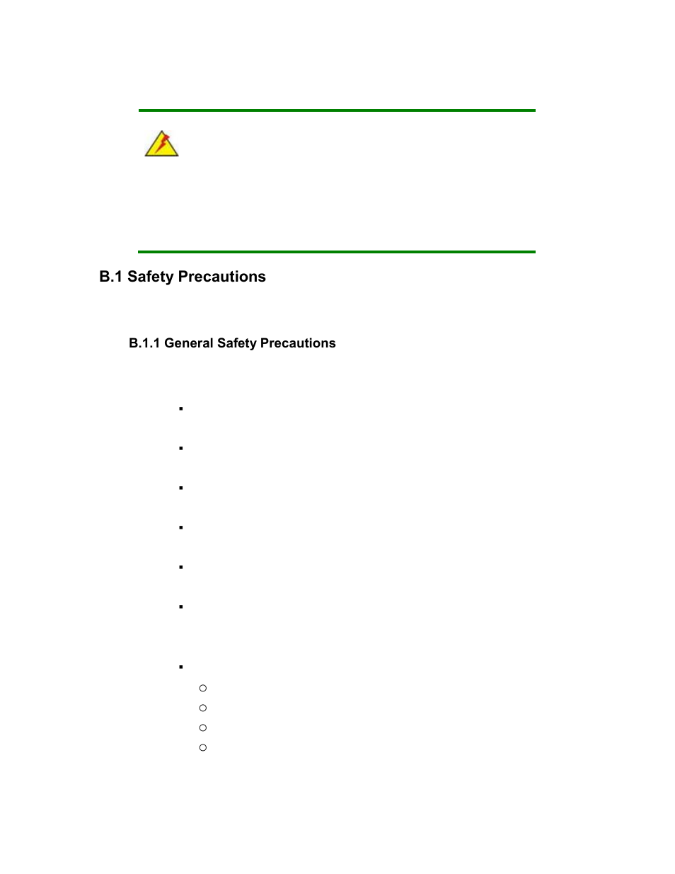 Afety, Recautions, B.1.1 general safety precautions | B.1 safety precautions | Maple Systems PC419C User Manual | Page 130 / 133