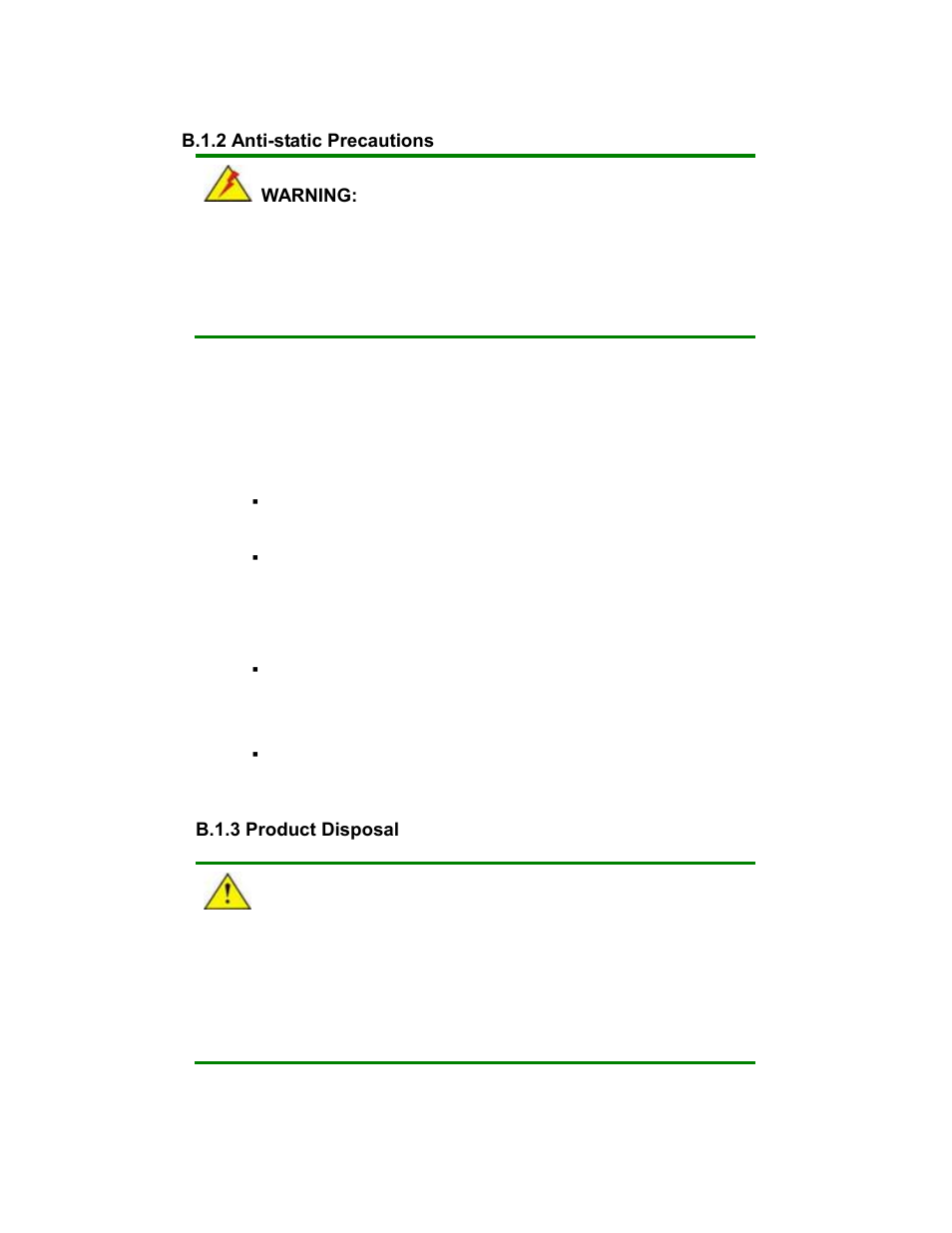 B.1.2 anti-static precautions, B.1.3 product disposal | Maple Systems PC419C User Manual | Page 131 / 133