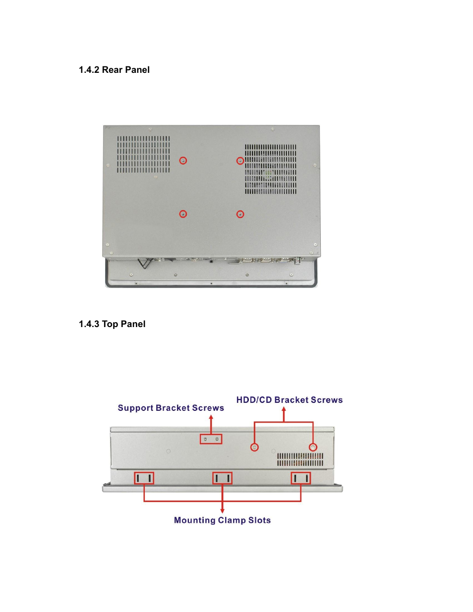 2 rear panel, 3 top panel, Figure 1-3: rear view | Figure 1-4: top view | Maple Systems PC419C User Manual | Page 16 / 133
