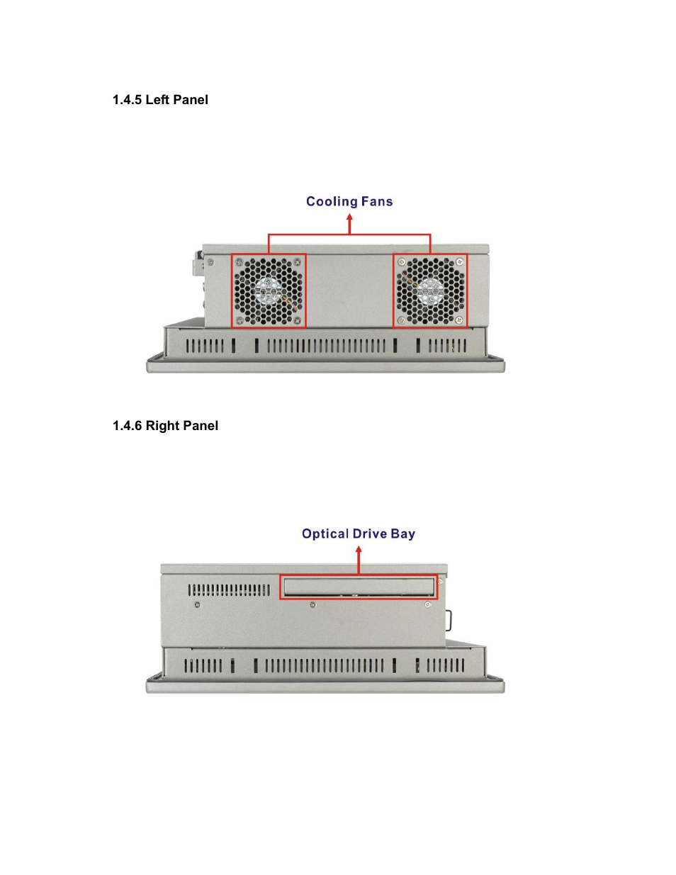 5 left panel, 6 right panel, Figure 1-7: left view | Figure 1-8: right view | Maple Systems PC419C User Manual | Page 20 / 133