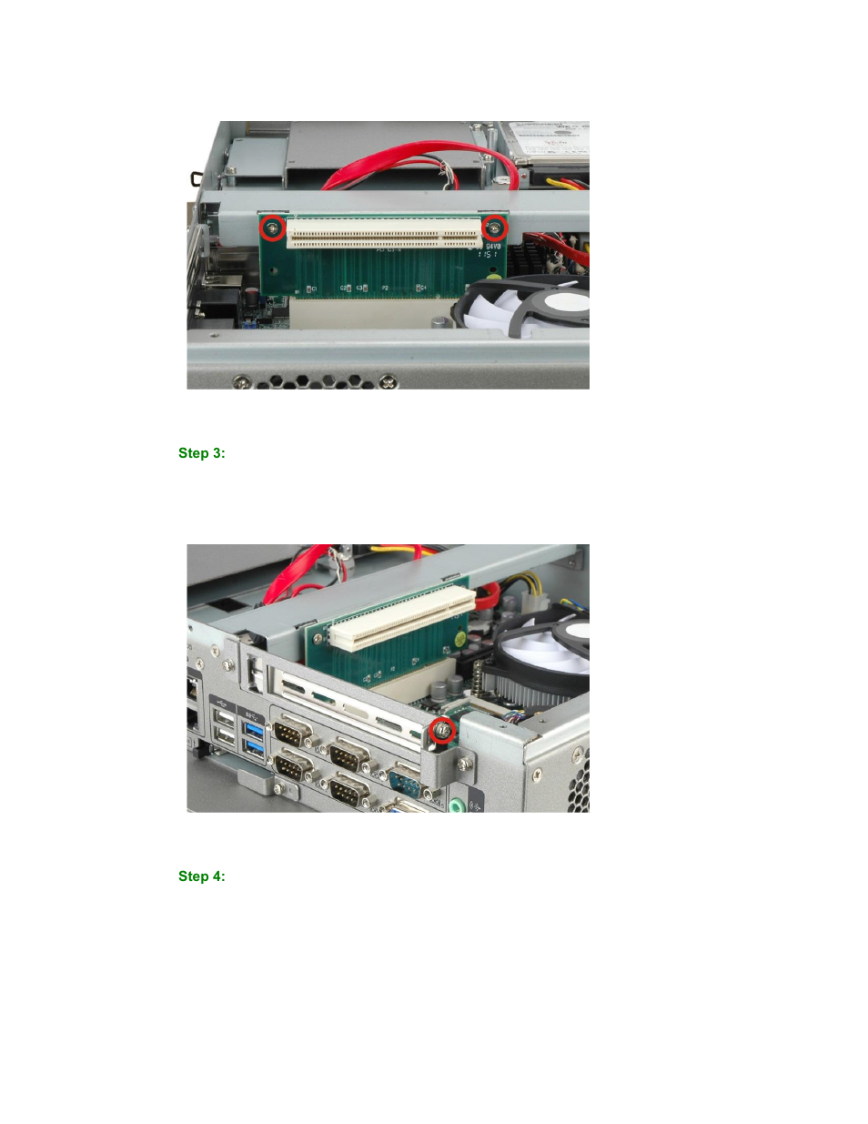 Figure 3-4: installing the pci riser card, Figure 3-5: expansion slot retention screw | Maple Systems PC419C User Manual | Page 39 / 133