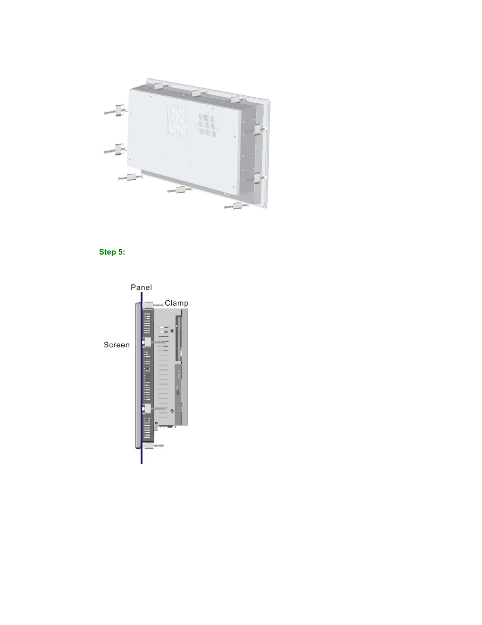 Figure 3-17: panel mounting clamp positions | Maple Systems PC419C User Manual | Page 48 / 133