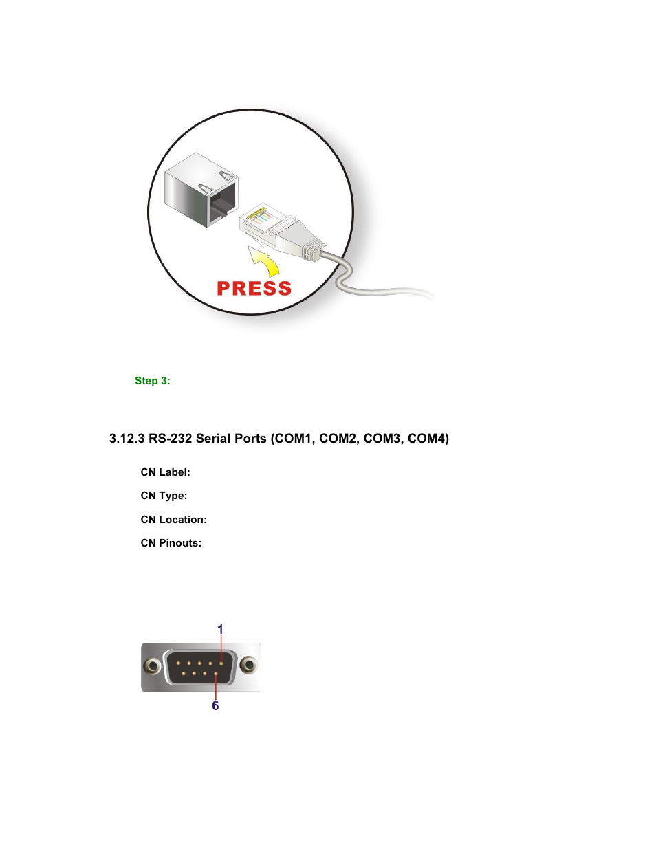 3 rs-232 serial ports (com1, com2, com3, com4), Figure 3-26: lan connection, Figure 3-27: rs-232 serial port | 563h, Figure 3-24 | Maple Systems PC419C User Manual | Page 55 / 133