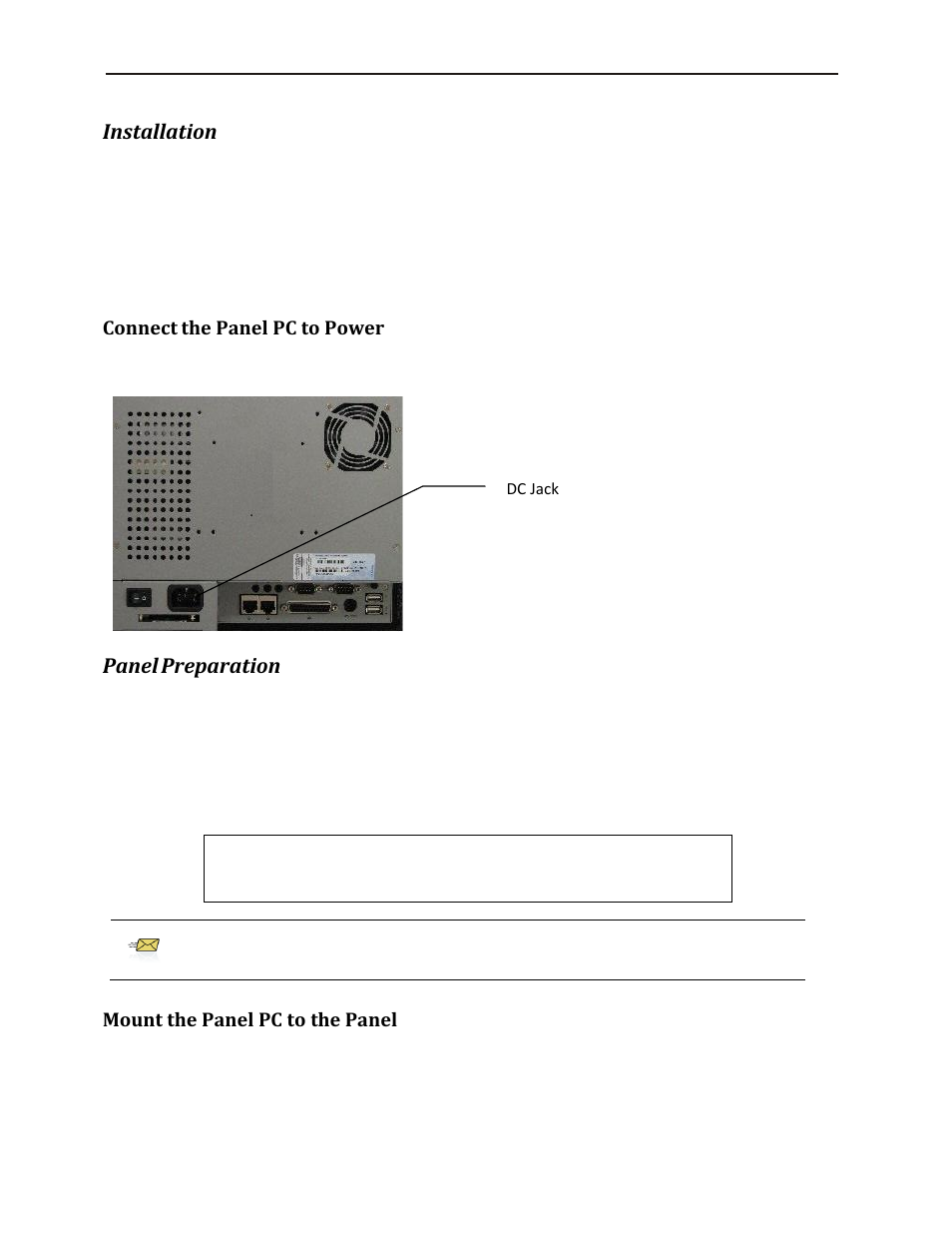 Nstallation, Connect the panel pc to power, Anel | Reparation, Mount the panel pc to the panel, Installation, Panel preparation | Maple Systems PC110CF User Manual | Page 11 / 22