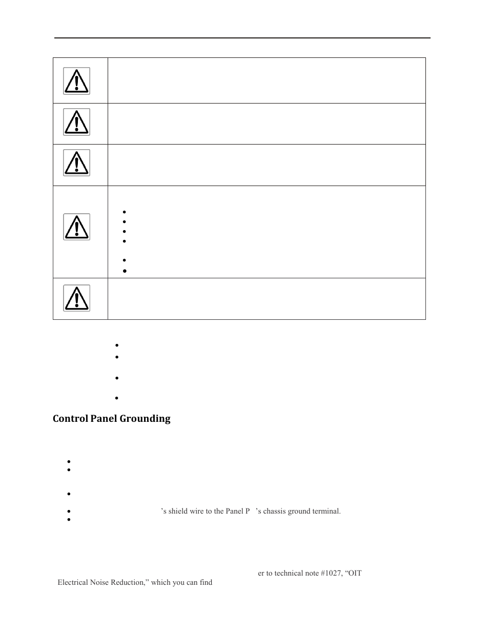 Control panel grounding | Maple Systems PC110CF User Manual | Page 9 / 22