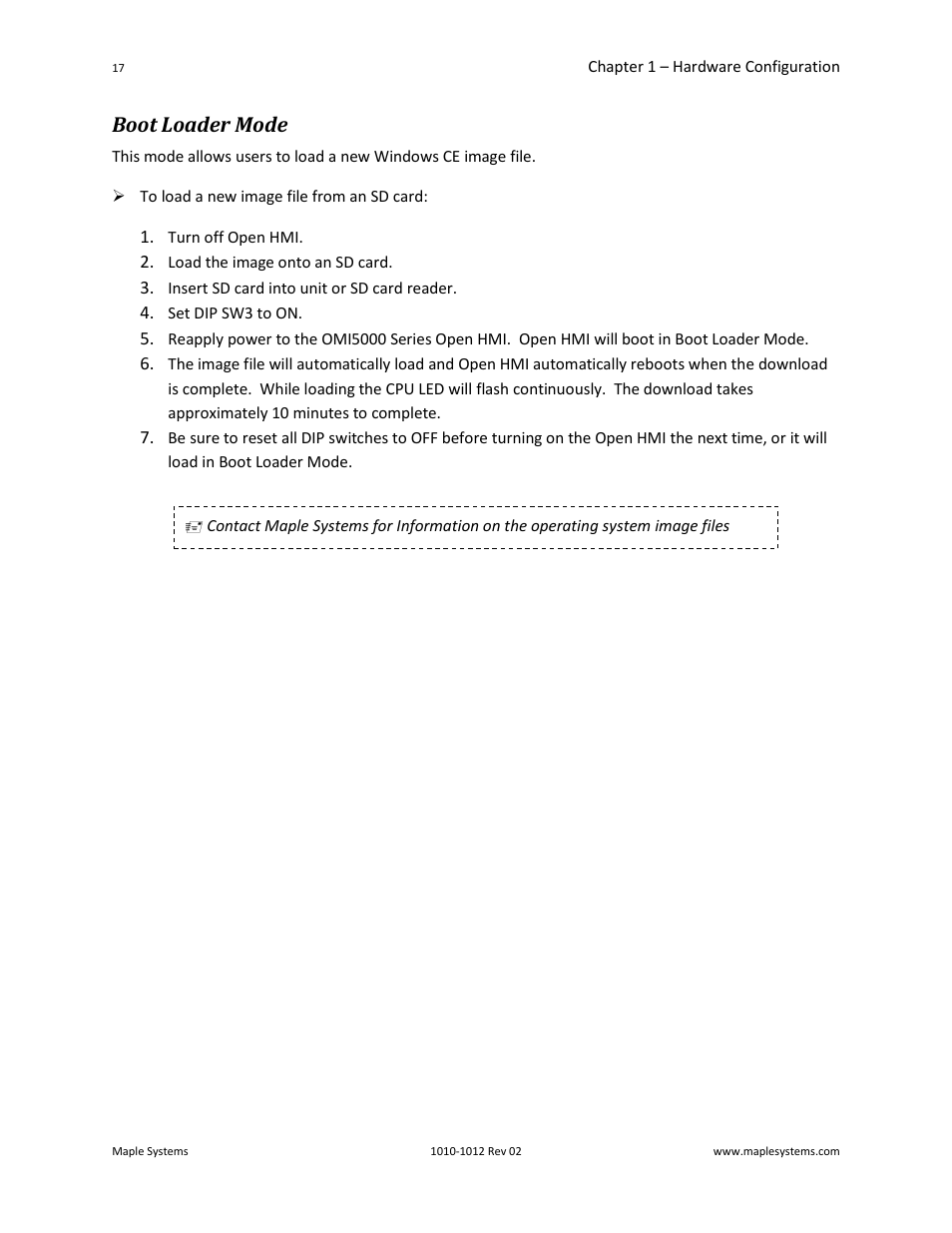 Boot loader mode | Maple Systems OMI5100A-CE User Manual | Page 21 / 38