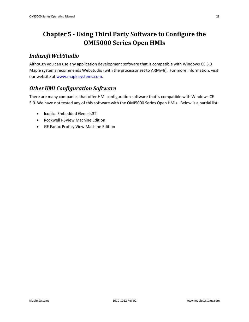 Indusoft webstudio, Other hmi configuration software | Maple Systems OMI5100A-CE User Manual | Page 32 / 38