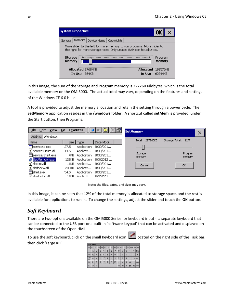 Soft keyboard | Maple Systems Windows CE Embedded 6.0 Professional Edition User Manual | Page 23 / 40