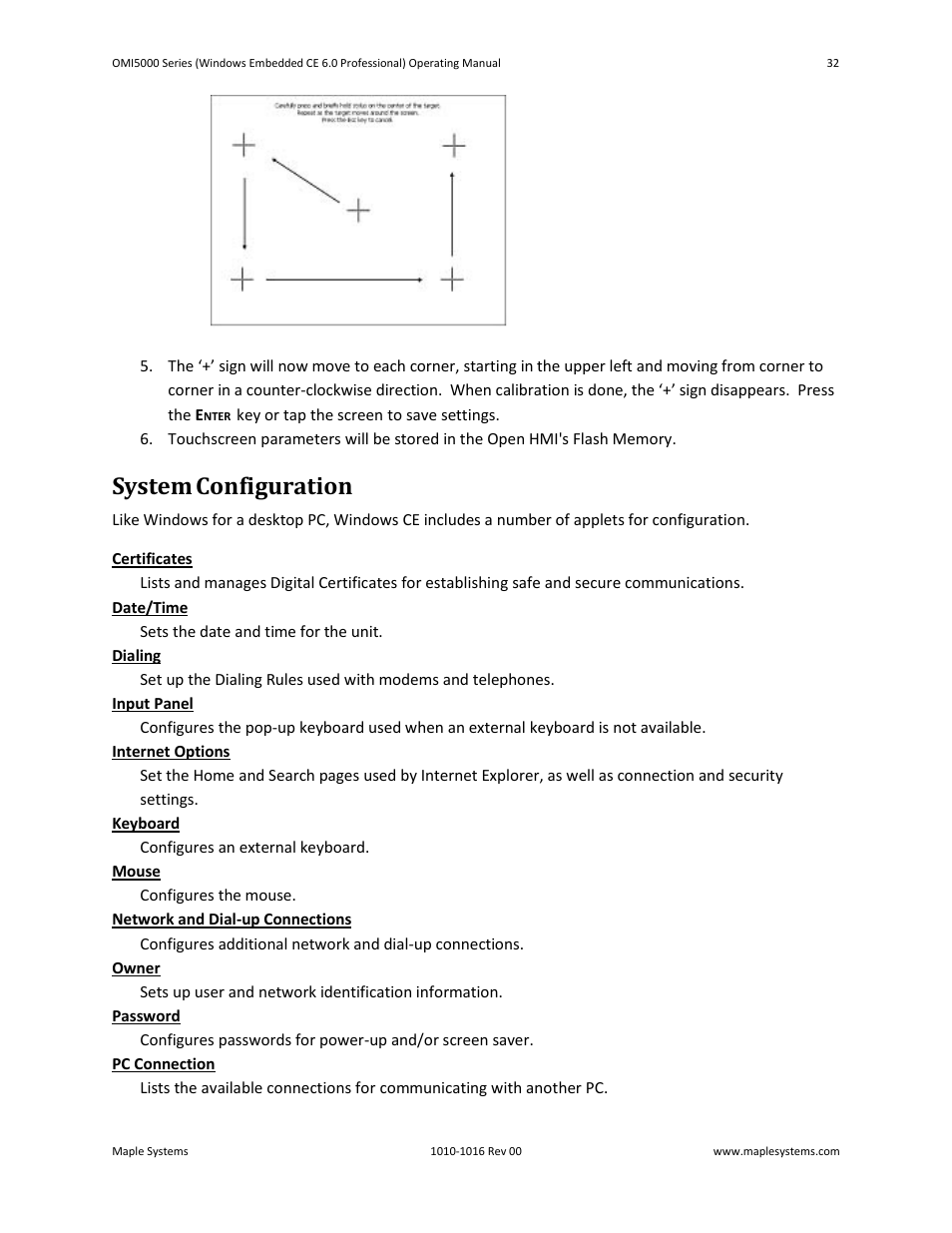 System configuration | Maple Systems Windows CE Embedded 6.0 Professional Edition User Manual | Page 36 / 40