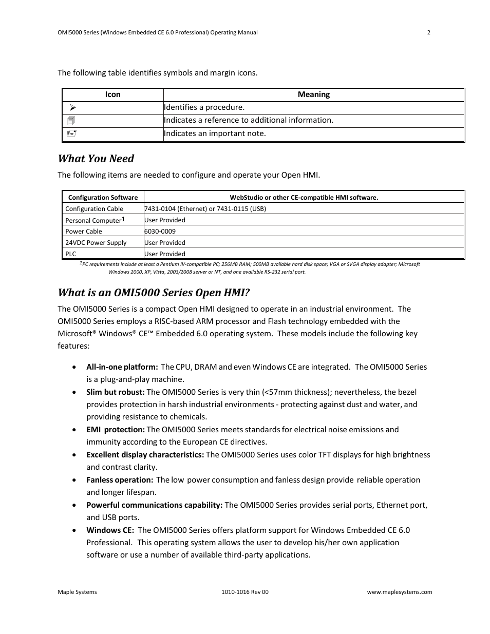What you need, What is an omi5000 series open hmi | Maple Systems Windows CE Embedded 6.0 Professional Edition User Manual | Page 6 / 40